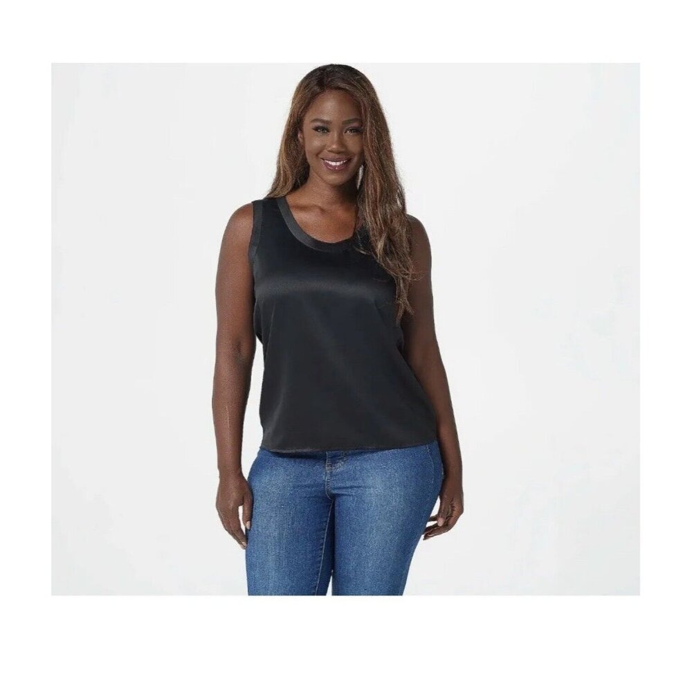 Style List by Micaela Reversible Tank Womens Large Black Satin Sleeveless new